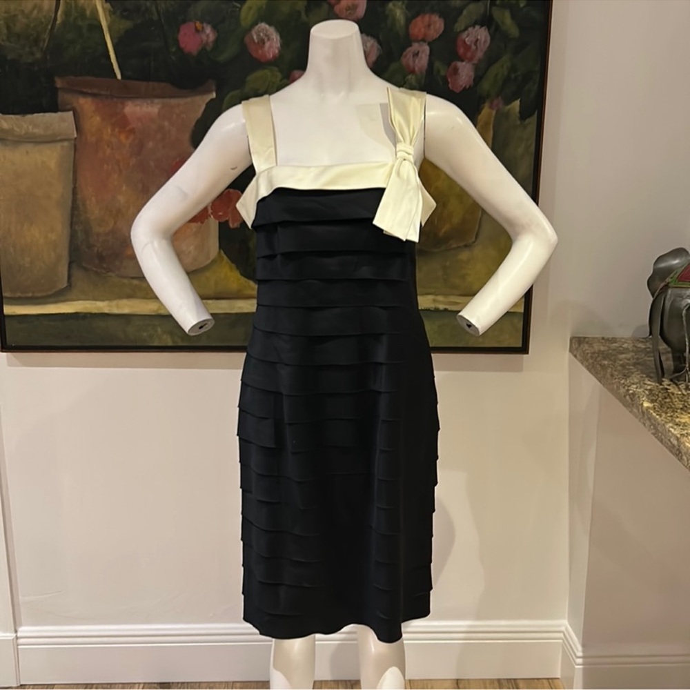 JONES NEW YORK Cocktail Dress with Bow Accent in Black & Cream Size 8